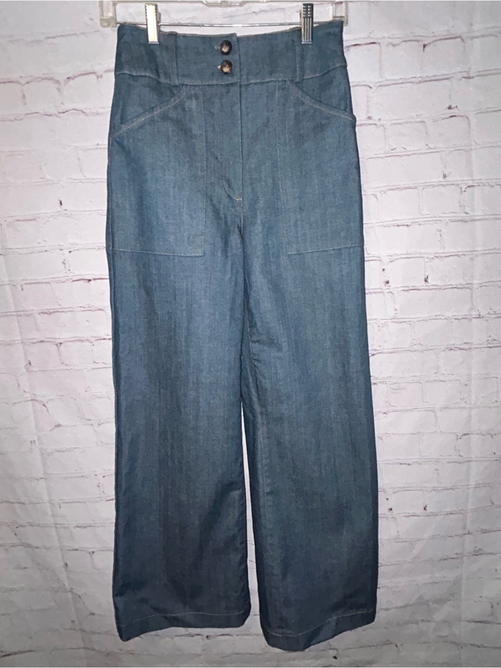 Self Contrast Aria Hi-Waist Denim Pants size S NWT - Picture 2 of 9